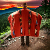 Rust Thick Mexican Blanket Fish Design