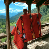Rust Thick Mexican Blanket Fish Design