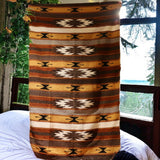 Mexican Blanket 100% Wool in Mustard + Brown + Rust PRE ORDER ONLY!