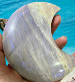 Moonstone Crescent Large Moon Carving – Crystal for Intuition, Healing & Lunar Energy