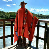 Rust Thick Mexican Blanket Fish Design