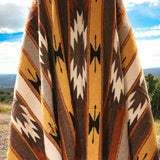 Mexican Blanket 100% Wool in Mustard + Brown + Rust PRE ORDER ONLY!