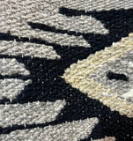 Mexican Blanket 100% Wool in Black + Cream + Grey