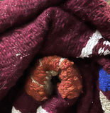 Burgandy Thick Mexican Blanket Fish Design