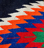 Steel Blue Thick Mexican Blanket Aztec Diamond Design