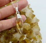 Citrine Point Pendant Sterling Silver 925 Necklace