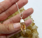 Citrine Point Pendant Sterling Silver 925 Necklace