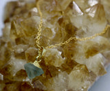 Fluorite Pyramid Cube 14K Gold Necklace