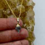 Fluorite Pyramid Cube 14K Gold Necklace