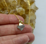 Fluorite Pyramid Cube 14K Gold Necklace