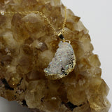 Druzy Quartz Crystal Necklace 14K Gold