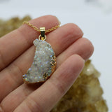 Druzy Quartz Crystal Necklace 14K Gold