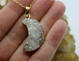 Druzy Quartz Crystal Necklace 14K Gold