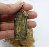 Beaded Chain ~ Standing Buddha Pendant + Herkimer drop+ Labradorite & Moonstone Beaded Chain
