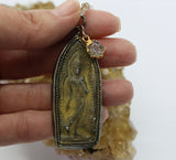Beaded Chain ~ Standing Buddha Pendant + Herkimer drop+ Labradorite & Moonstone Beaded Chain