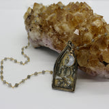 Beaded Chain  ~ Sitting Khun Phaen Buddha Pendant + Druzy Moon + Labradorite Beaded Chain