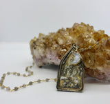 Beaded Chain  ~ Sitting Khun Phaen Buddha Pendant + Druzy Moon + Labradorite Beaded Chain