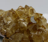 Druzy Quartz Crystal Moon 14K Gold Necklace