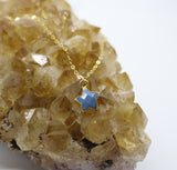 Blue Opal Wish Upon a Star Pendant 14K Gold Necklace - Wish Upon a Star Necklaces | Celestial Jewelry for Manifestation & Dreams
