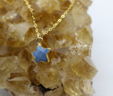 Blue Opal Wish Upon a Star Pendant 14K Gold Necklace - Wish Upon a Star Necklaces | Celestial Jewelry for Manifestation & Dreams