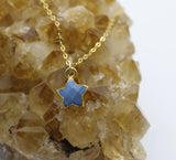 Blue Opal Wish Upon a Star Pendant 14K Gold Necklace - Wish Upon a Star Necklaces | Celestial Jewelry for Manifestation & Dreams