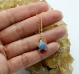 Blue Opal Wish Upon a Star Pendant 14K Gold Necklace - Wish Upon a Star Necklaces | Celestial Jewelry for Manifestation & Dreams