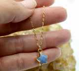 Blue Opal Wish Upon a Star Pendant 14K Gold Necklace - Wish Upon a Star Necklaces | Celestial Jewelry for Manifestation & Dreams