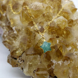Amazonite Wish Upon a Star Pendant 14K Gold Necklace - Wish Upon a Star Pendant Necklaces | Meaningful Gifts for Dreamers