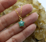 Amazonite Wish Upon a Star Pendant 14K Gold Necklace - Wish Upon a Star Pendant Necklaces | Meaningful Gifts for Dreamers
