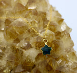 London Blue Topaz Wish Upon a Star Pendant 14K Gold Necklace - Wish Upon a Star Necklaces | Celestial Jewelry for Dreams & Manifestation