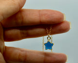 London Blue Topaz Wish Upon a Star Pendant 14K Gold Necklace - Wish Upon a Star Necklaces | Celestial Jewelry for Dreams & Manifestation