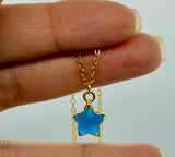 London Blue Topaz Wish Upon a Star Pendant 14K Gold Necklace - Wish Upon a Star Necklaces | Celestial Jewelry for Dreams & Manifestation