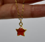 Carnelian Wish Upon a Star 14K Gold Necklace - Wish Upon a Star Pendant Necklaces | Meaningful & Inspirational Jewelry