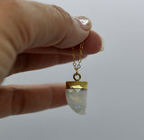 Moonstone Horn Pendant 14K Gold Necklace