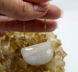 Moonstone Half Moon 14K Gold Necklace PRE ORDER ONLY!