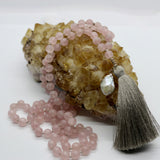 Mala ~ Rose Quartz Mala with Mother of Pearl Drop Pendant