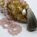Mala ~ Rose Quartz Mala with Mother of Pearl Drop Pendant