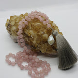 Mala ~ Rose Quartz Mala with Mother of Pearl Drop Pendant