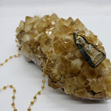 Beaded Chain ~ Vintage Thai Buddha Pendant + Citrine Beaded Chain + Citrine Droplet Vintage