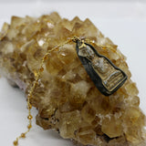 Beaded Chain ~ Vintage Thai Buddha Pendant + Citrine Beaded Chain + Citrine Droplet Vintage