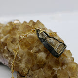Beaded Chain ~ Vintage Thai Buddha Pendant + Citrine Beaded Chain + Citrine Droplet Vintage