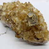 Beaded Chain ~ Sitting Buddha Pendant + Moonstone & Labradorite Beaded Chain + Moonstone Droplet