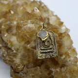 Beaded Chain ~ Sitting Buddha Pendant + Moonstone & Labradorite Beaded Chain + Moonstone Droplet
