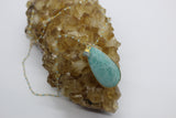 Amazonite Teardrop Pendant + Aquamarine Beaded Chain + Aquamarine Droplet 14K Gold PRE ORDER ONLY!