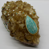 Beaded Chain ~ Amazonite Teardrop Pendant + Aqua Chalcedony + Pearl Beaded Chain + Aquamarine Droplet PRE ORDER ONLY!