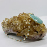 Beaded Chain ~ Amazonite Teardrop Pendant + Aqua Chalcedony + Pearl Beaded Chain + Aquamarine Droplet PRE ORDER ONLY!