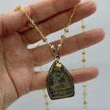 Beaded Chain ~ Sitting Buddha Pendant + Citrine Beaded Chain + Citrine Droplet