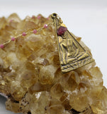 Beaded Chain ~ Sitting Buddha Pendant + Pink Tourmaline + Mother of Pearl Beaded Chain