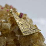 Beaded Chain ~ Sitting Buddha Pendant + Pink Tourmaline + Mother of Pearl Beaded Chain