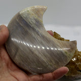 Moonstone Crescent Large Moon Carving – Crystal for Intuition, Healing & Lunar Energy